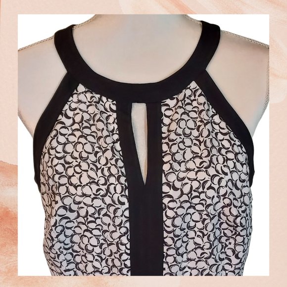 White House Black Market High Neck Sleeveless Fit and Flare Dress - Picture 2 of 6